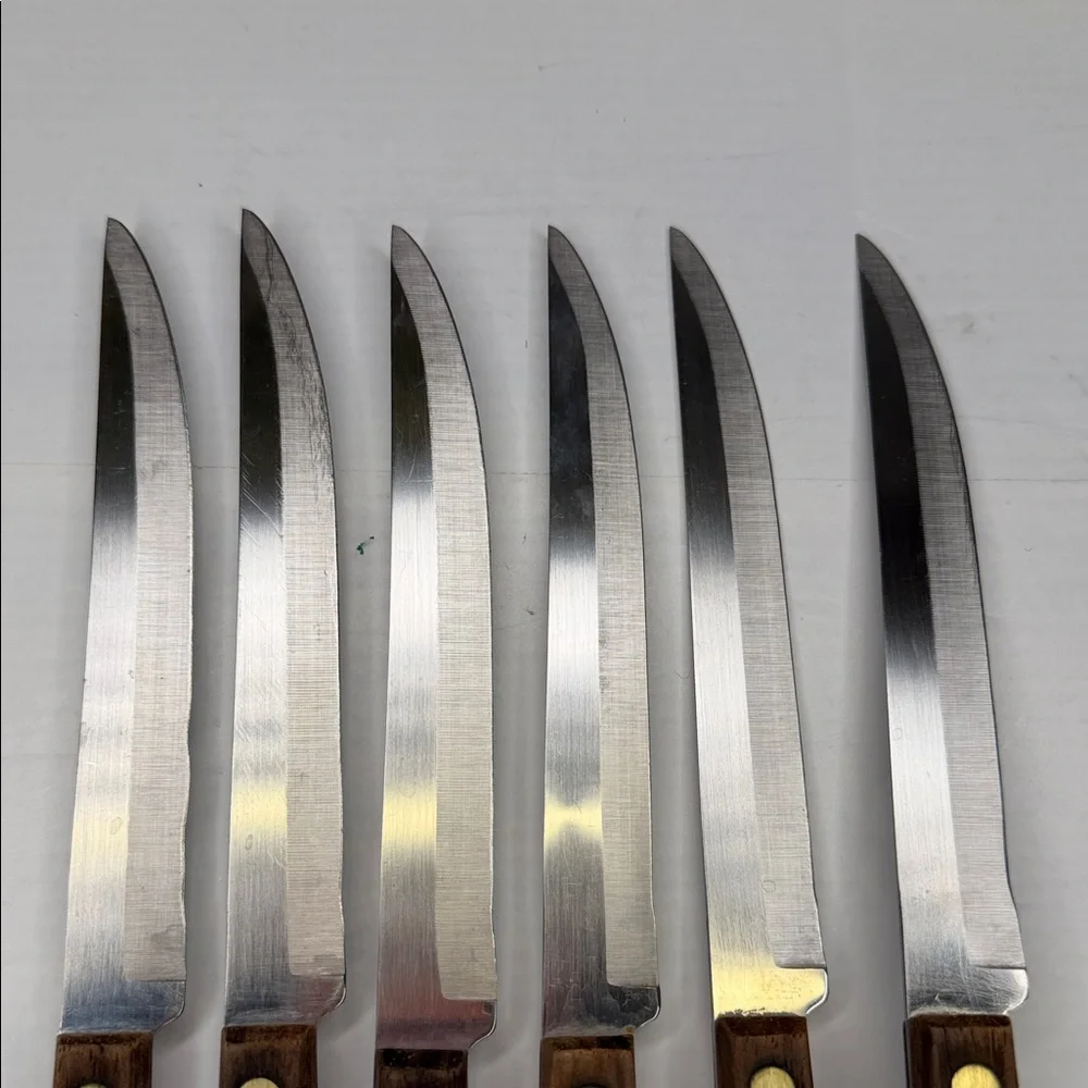 Vintage Wooden Handle Stainless Steel Knife Set
